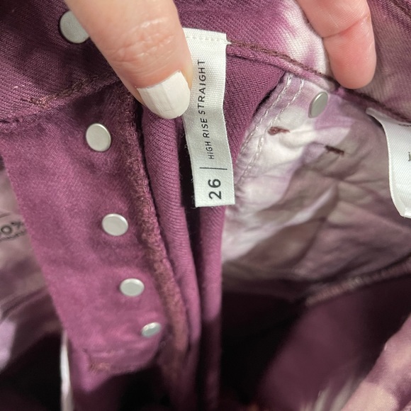 PacSun Eco Raspberry Tie Dye High Waisted Straight Leg Jeans Size‎ 26 - Picture 4 of 4